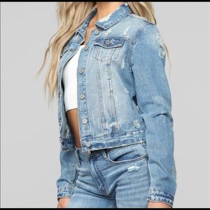 Distressed Jean Jacket Size L